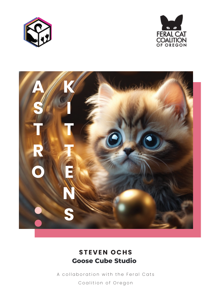 AstroKittens proposal cover with cat illustration and Feral Cat Coalition of Oregon mark