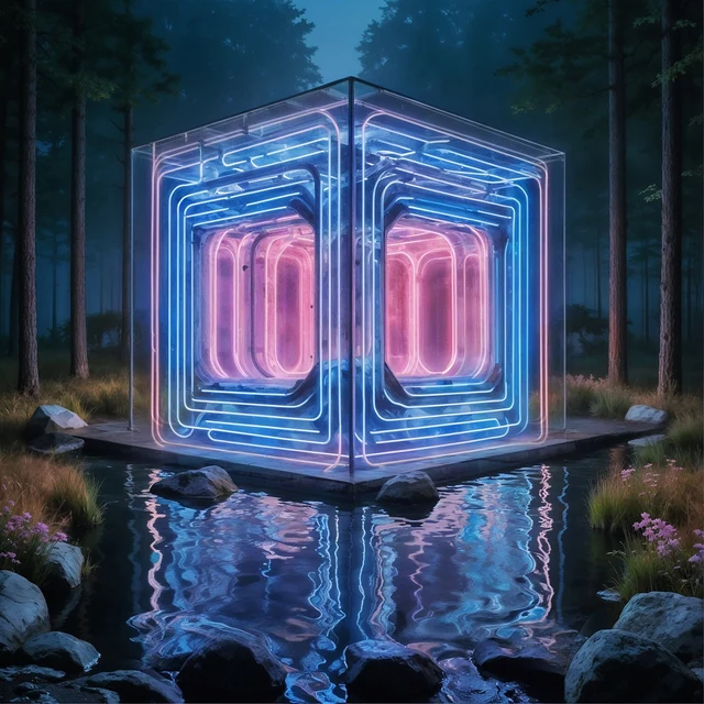 Pink illuminated cube