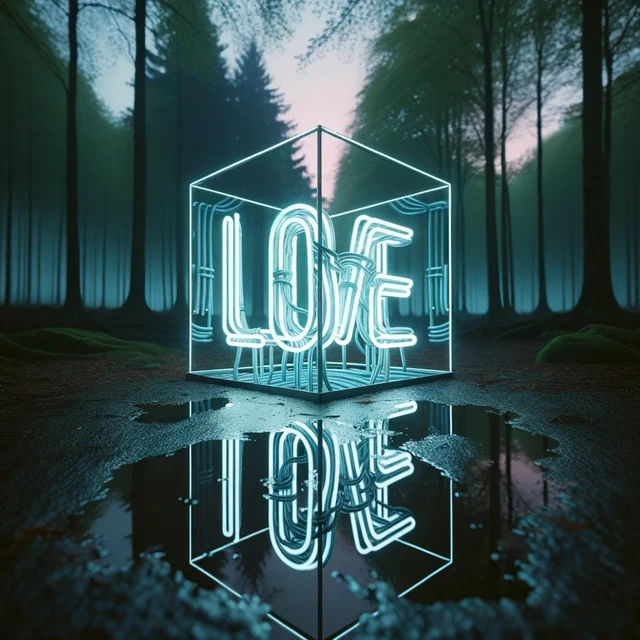 Pale blue forest cube
