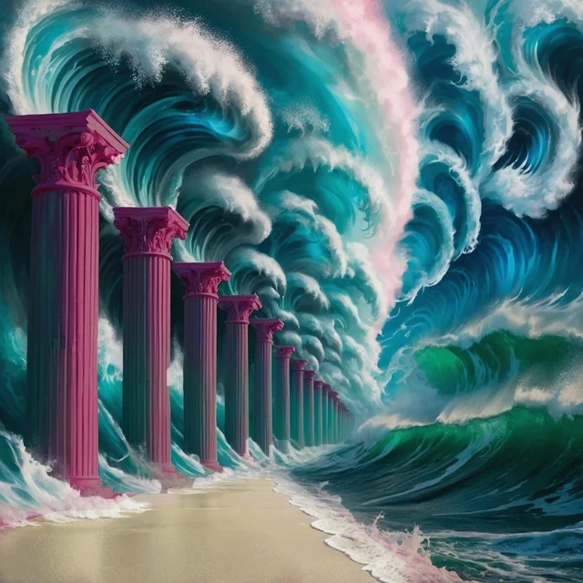 Pink columns and waves