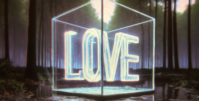 Forest scene with luminous lettering from the Love of Nature collection